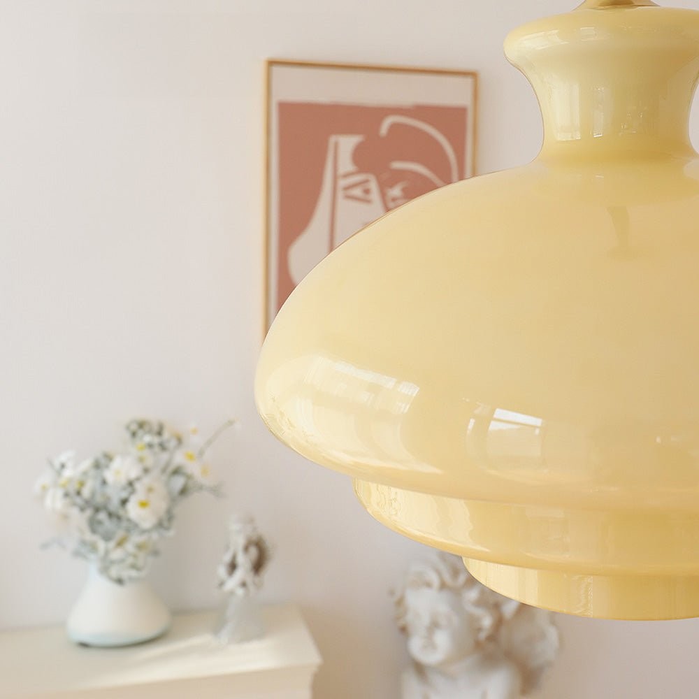 Derwent Bauhaus Cream Yellow Glass Pendant Light