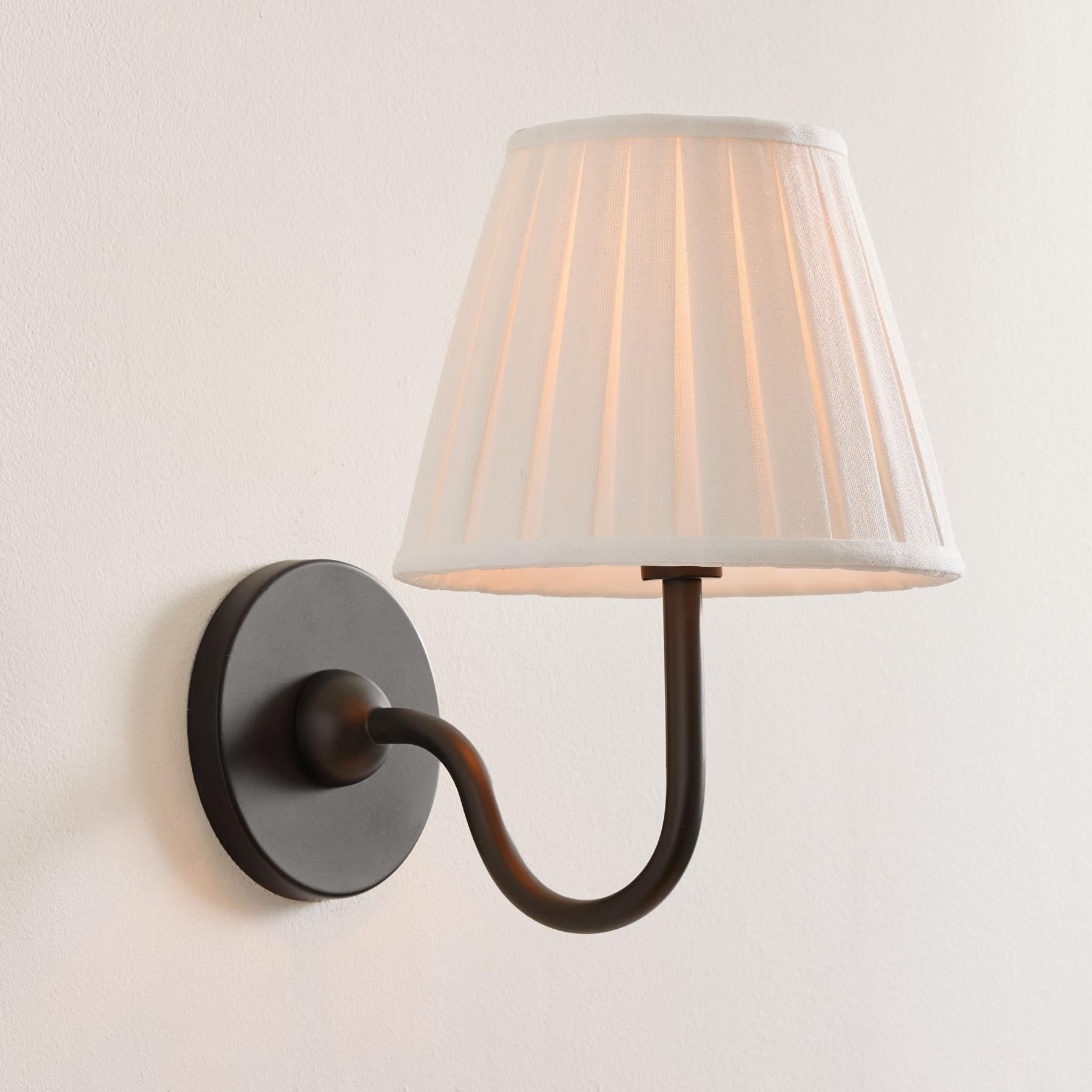 Stefania Rustic White Pleated Fabric Shade Sconce