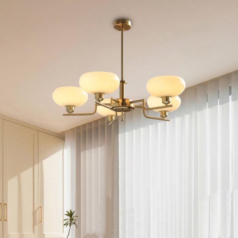 Shadella Modern Cream Glass Bauhaus Chandelier