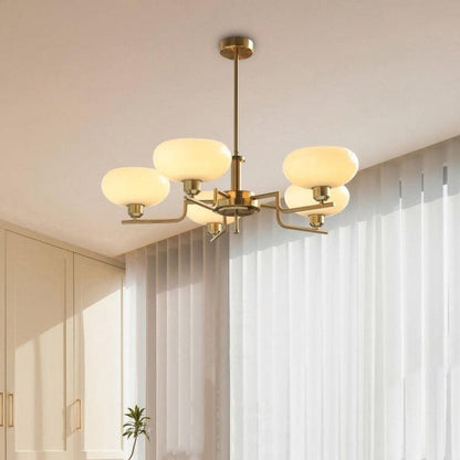 Shadella Modern Cream Glass Bauhaus Chandelier
