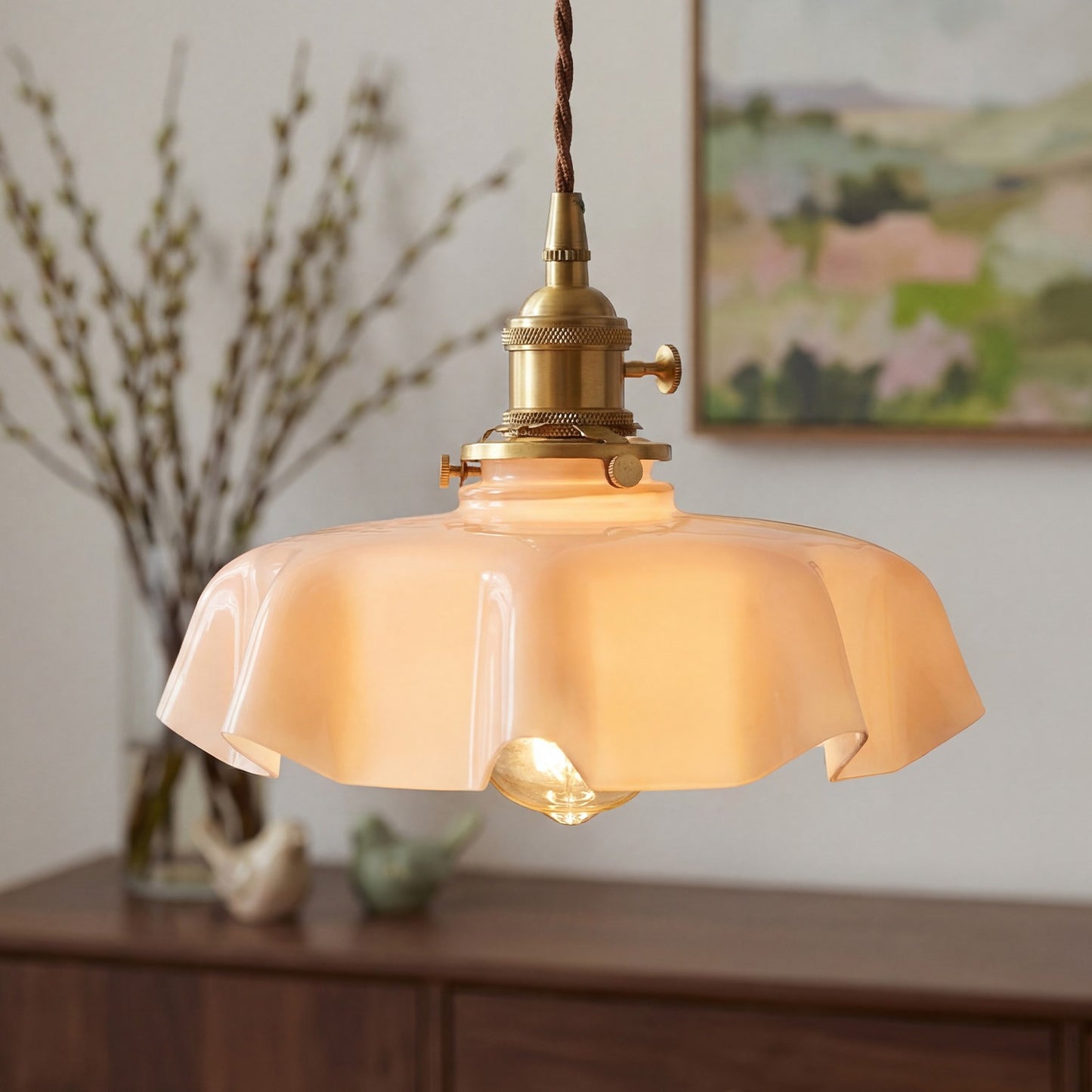 Jovianth French Cream Flower Single Pendant Light