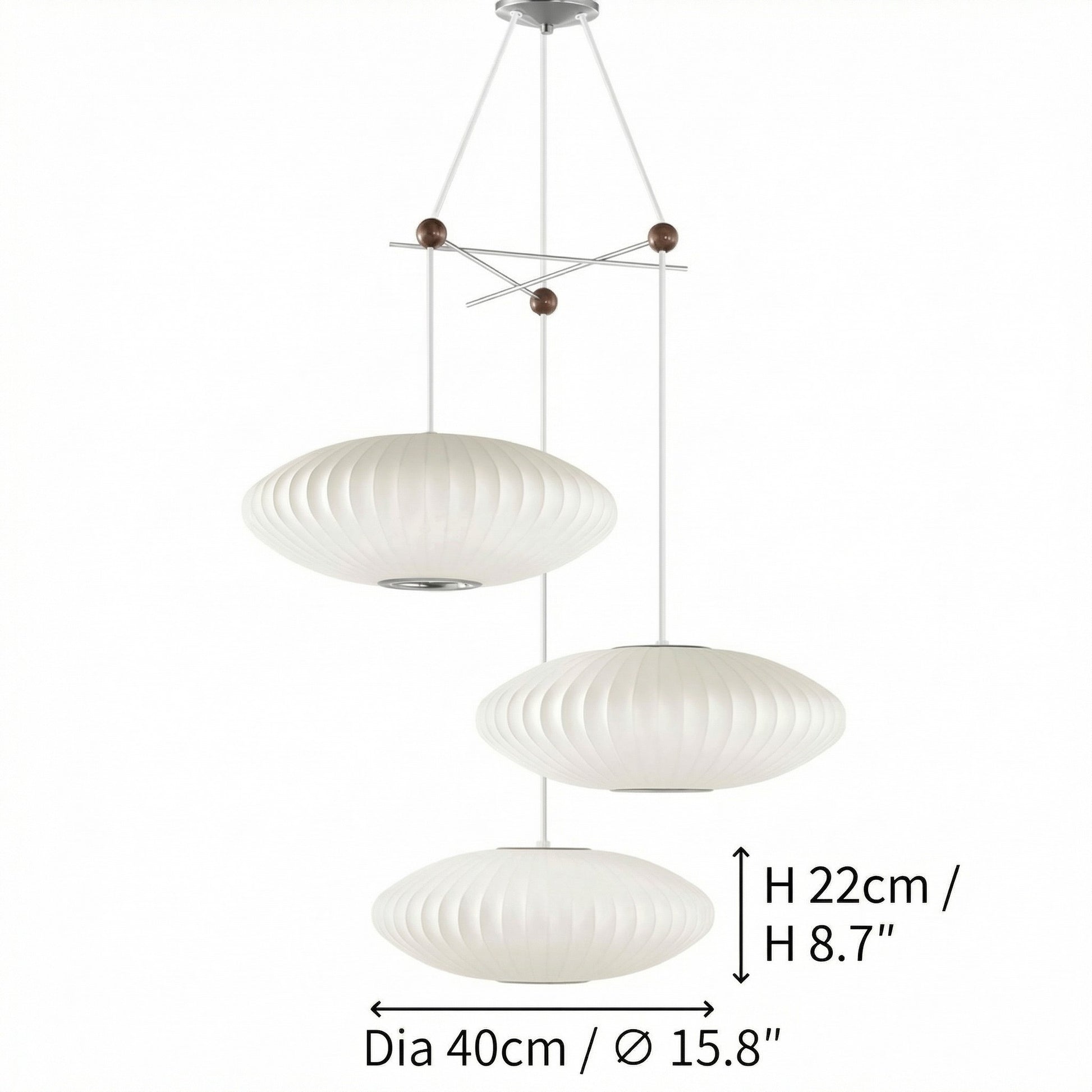 Noah White Triple Pear Bubble Silk Pendant Light