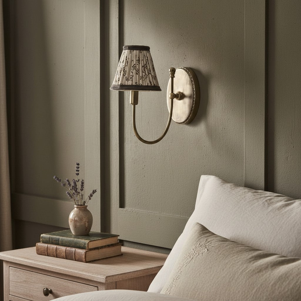 Orphelyx French Brass Fabric Shade Sconce Light