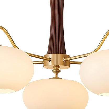 Obsidian Modern Bubble Brass Glass Persimmon Chandelier