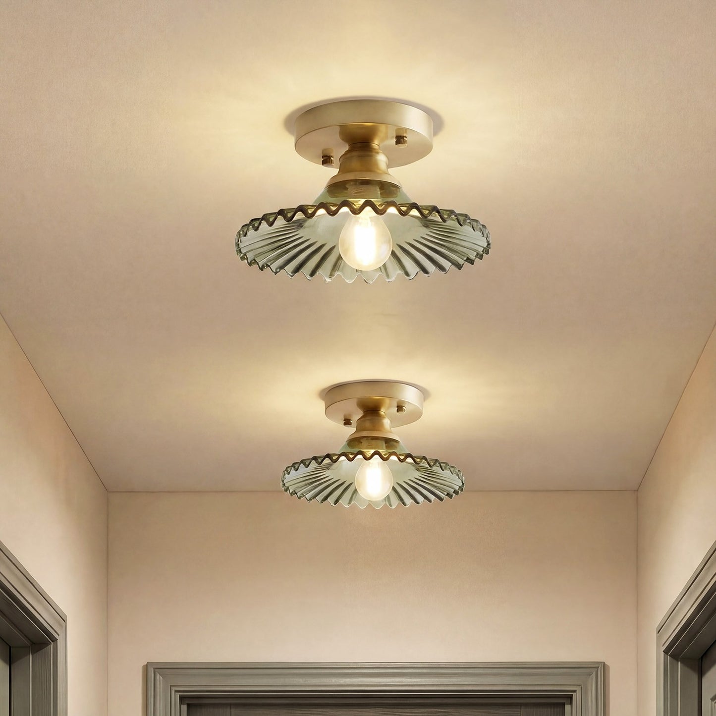 Zenon Retro Gailon Glass Semi Flush Mount Ceiling Light