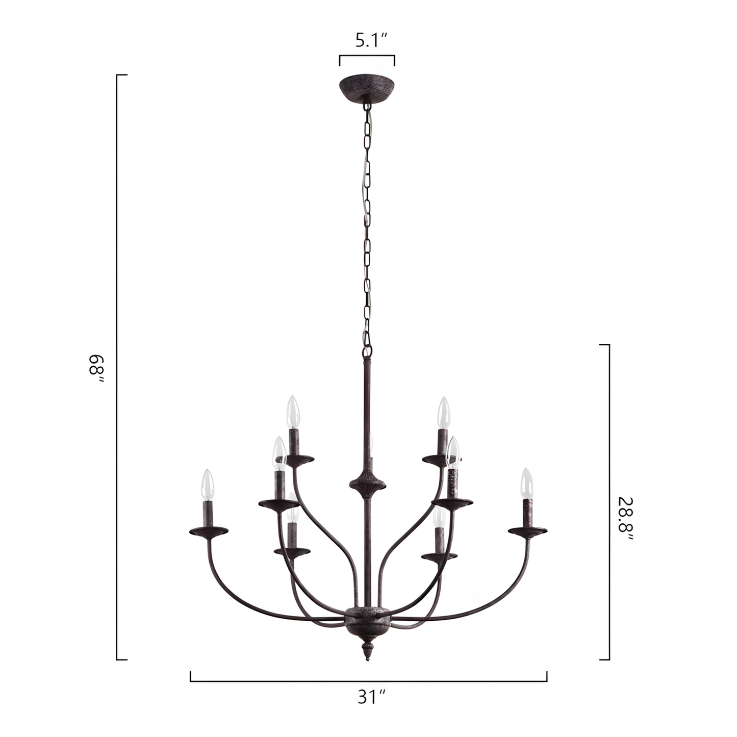 Caelestis Farmhouse 9 Light Metal Chandelier