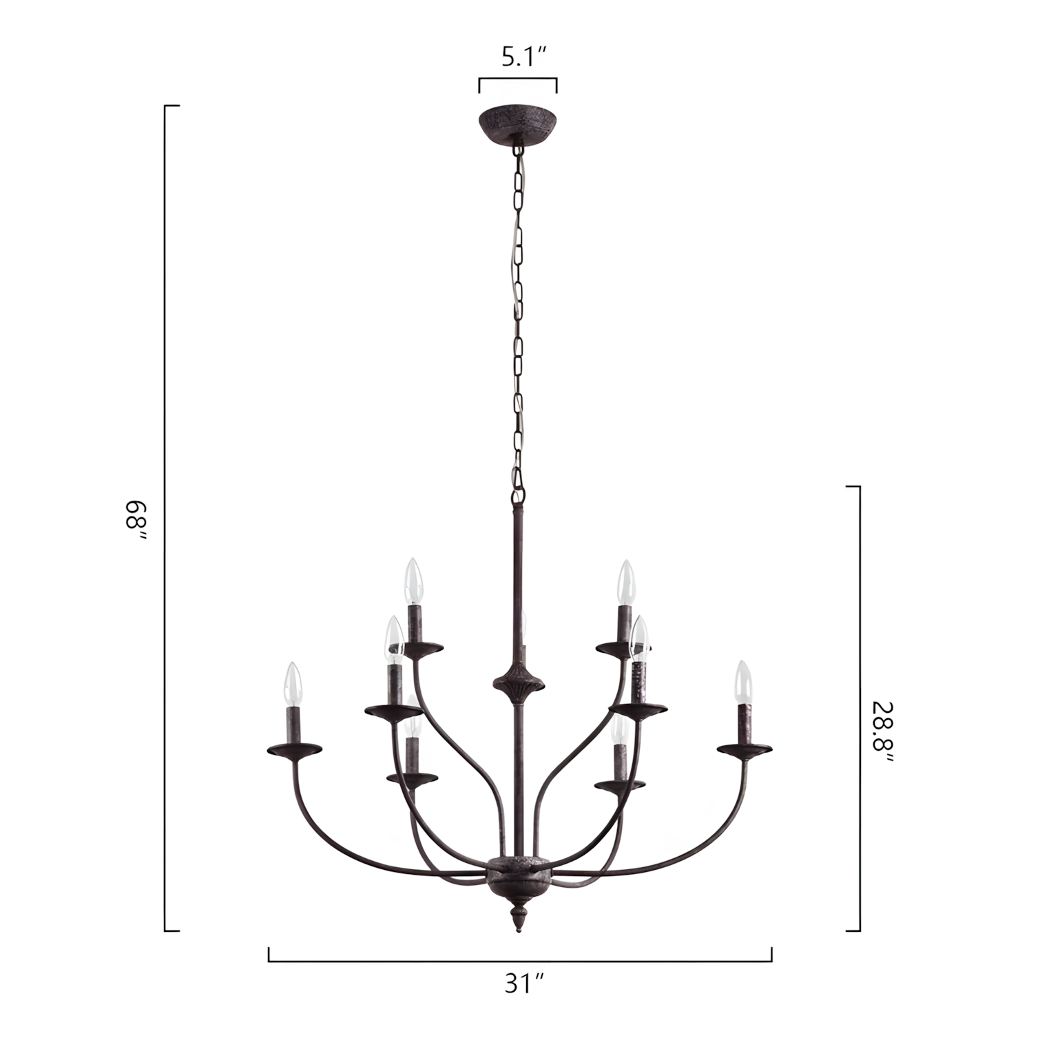 Caelestis Farmhouse 9 Light Metal Chandelier