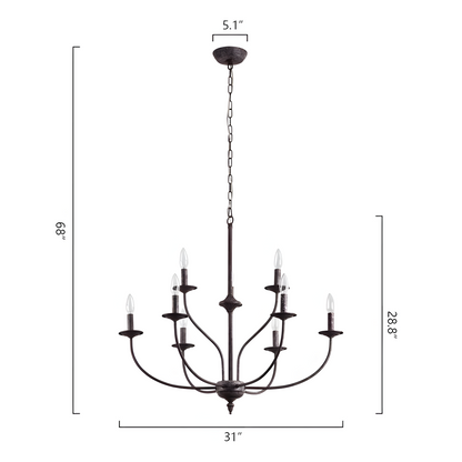 Caelestis Farmhouse 9 Light Metal Chandelier