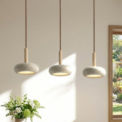 Carver Retro LED Travertine 3 Light Pendant Light