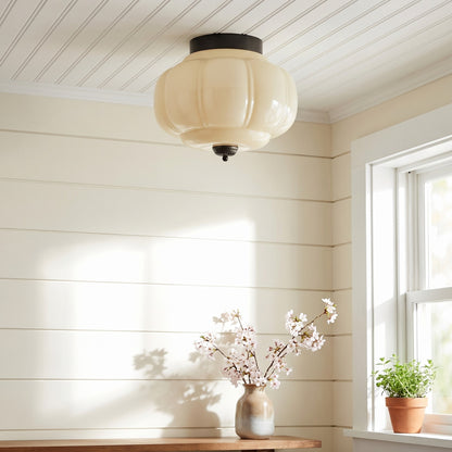 Ozita Retro Milk Glass Semi Flush Mount Eloise Ceiling Light