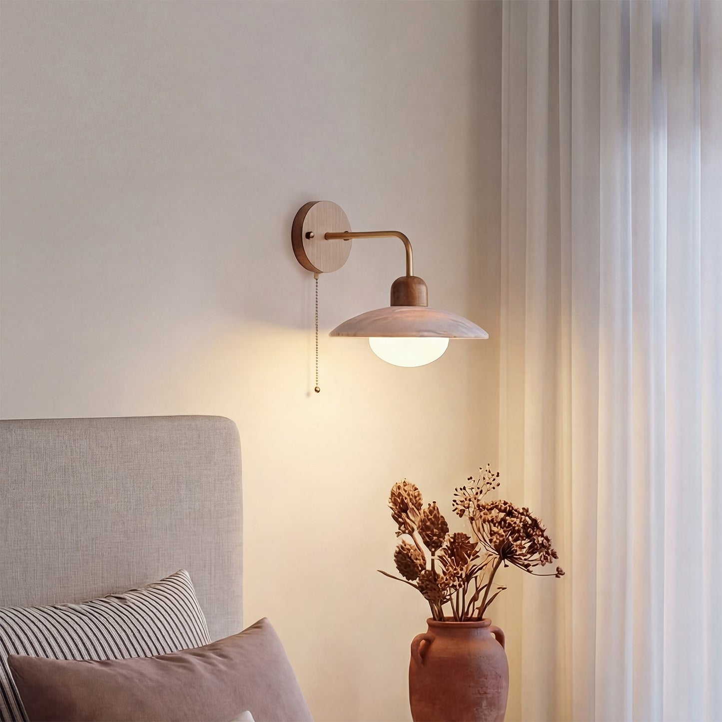 Habakkuk Farmhouse Disc Travertine Wall Sconce