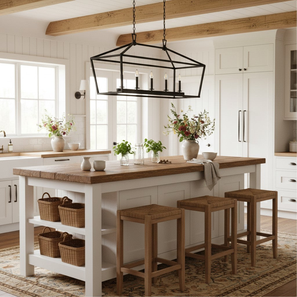 Aria Farmhouse Wrought Iron Lantern Chandelier Light