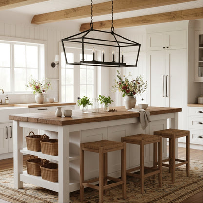 Aria Farmhouse Wrought Iron Lantern Chandelier Light
