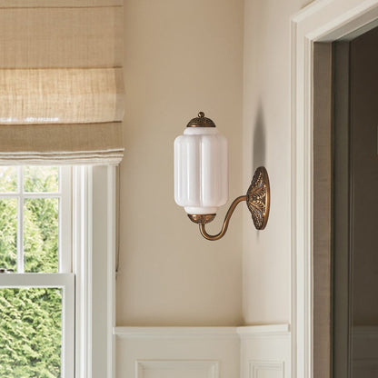 Vintage Elegant Milk Glass Eloise Wall Sconce - Retro Accent Lighting for Bathroom\Bedroom\Hallway