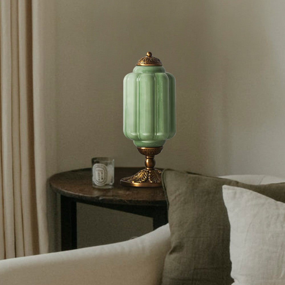 Nexos French Retro Cream Glass Textured Eloise Table Lamp