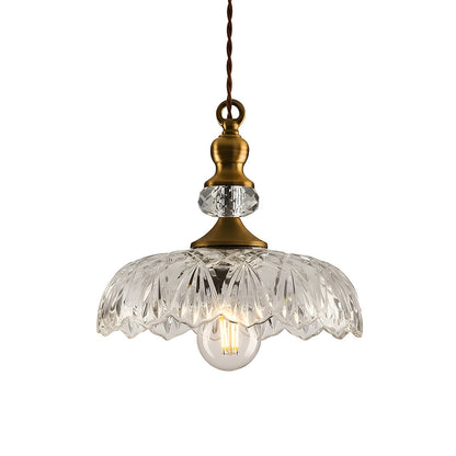 Velric Vintage Glass Brass Flower Pendant Light