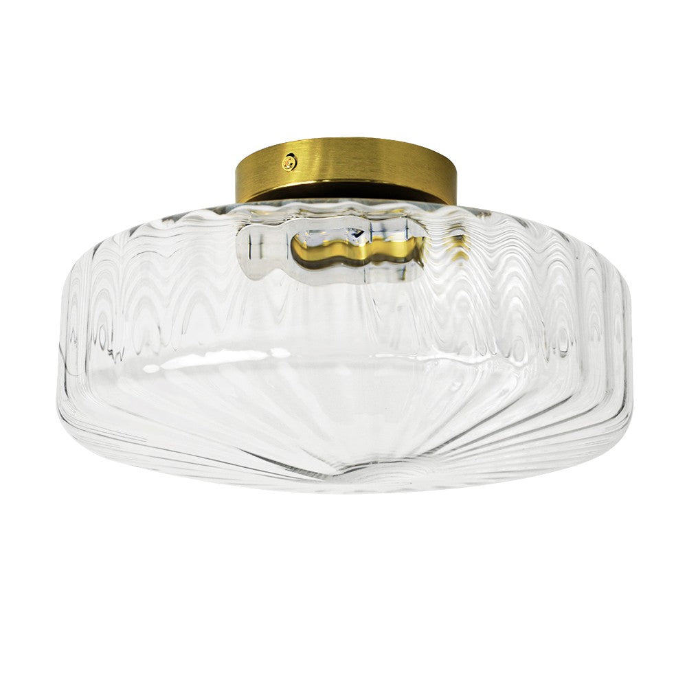 Levi Farmhouse Ribbed Glass Brass Ceiling Light