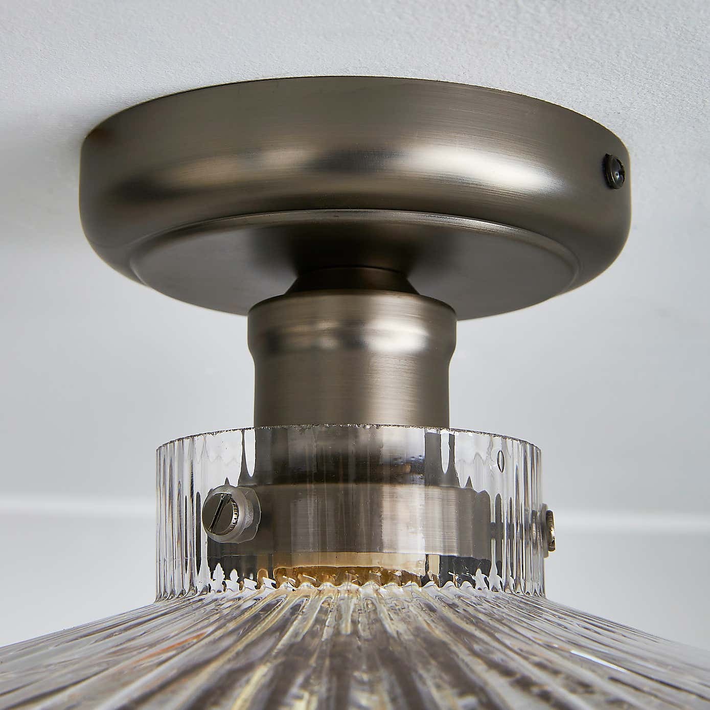 Bramwell Industrial Ribbed Glass Flush Mount Ceiling Light