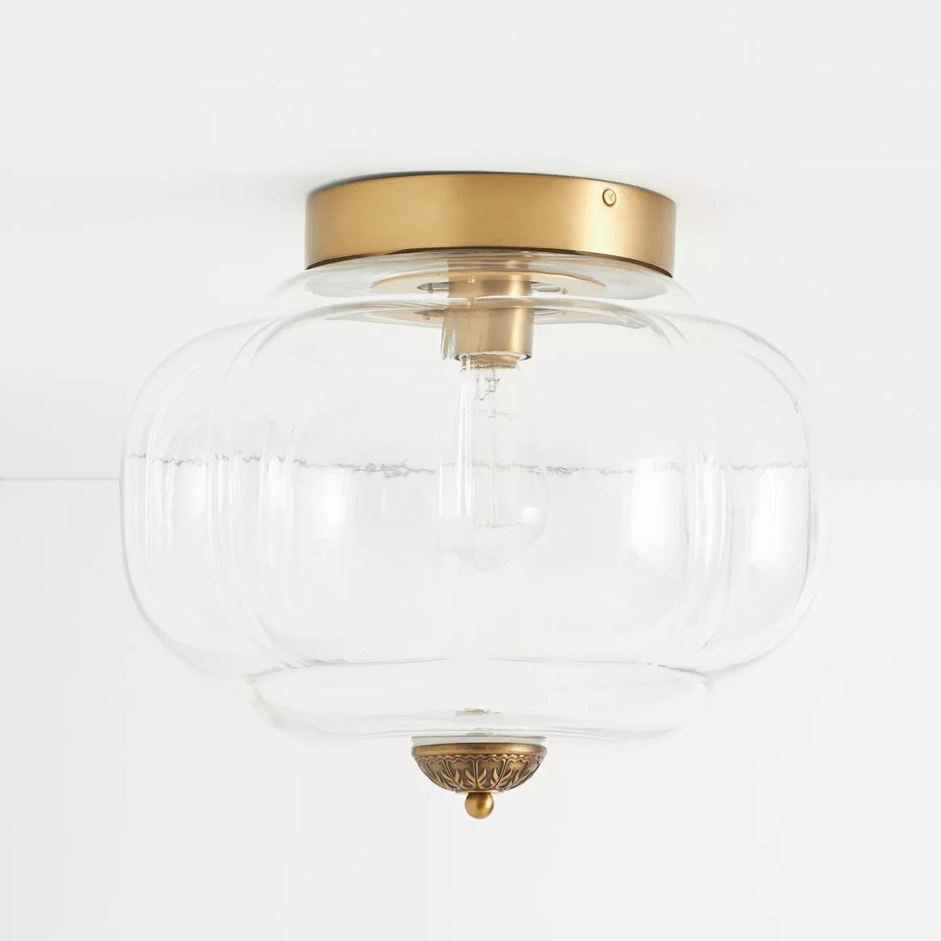Ozita Retro Milk Glass Semi Flush Mount Eloise Ceiling Light