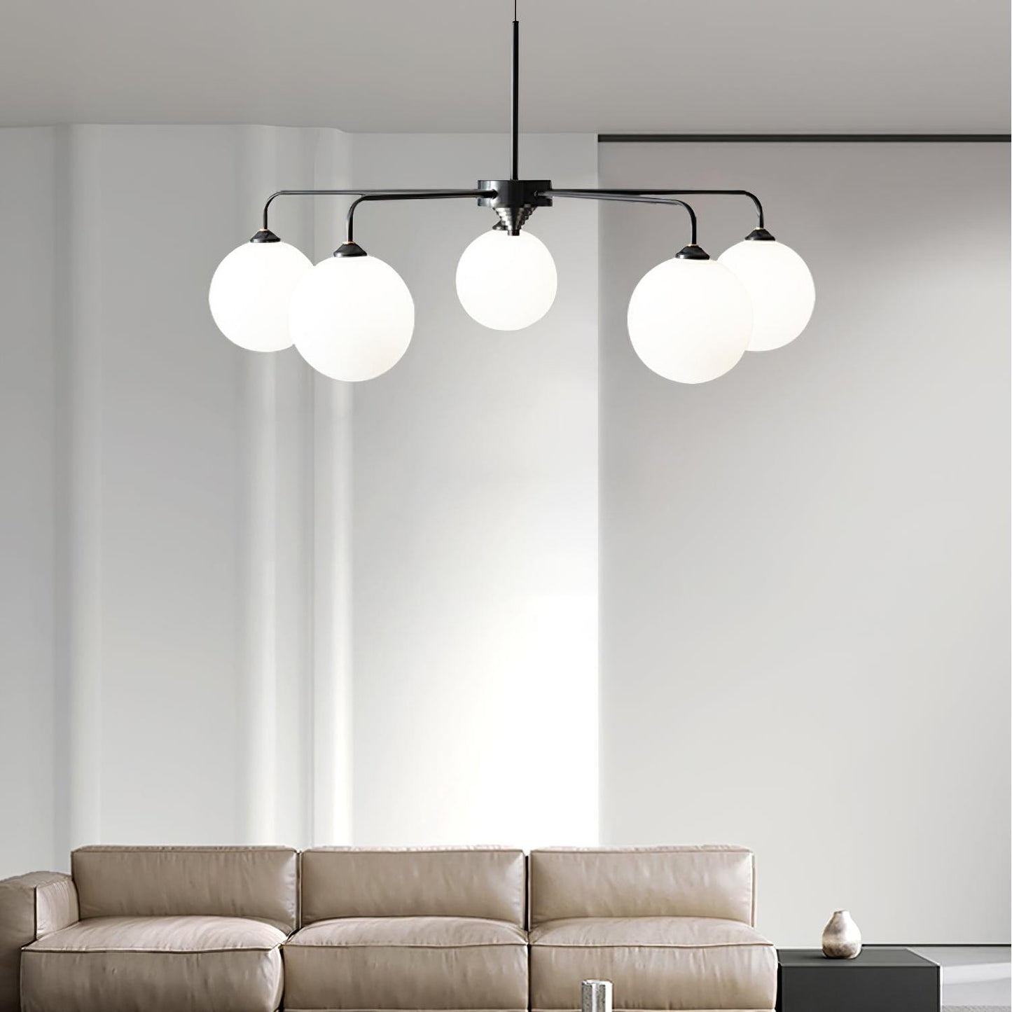 Maytoni Modern 5 Lights White Glass Globe Chandelier