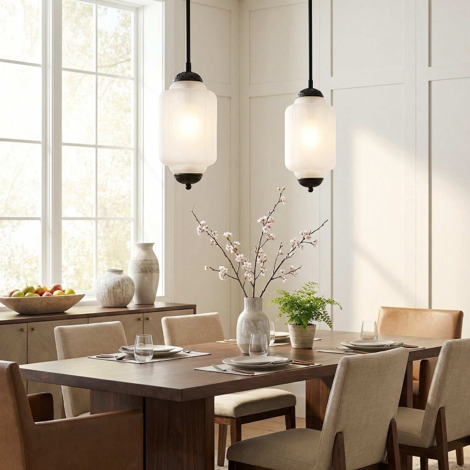 Cyrilith Farmhouse Pumpkin Glass Eloise Pendant Light