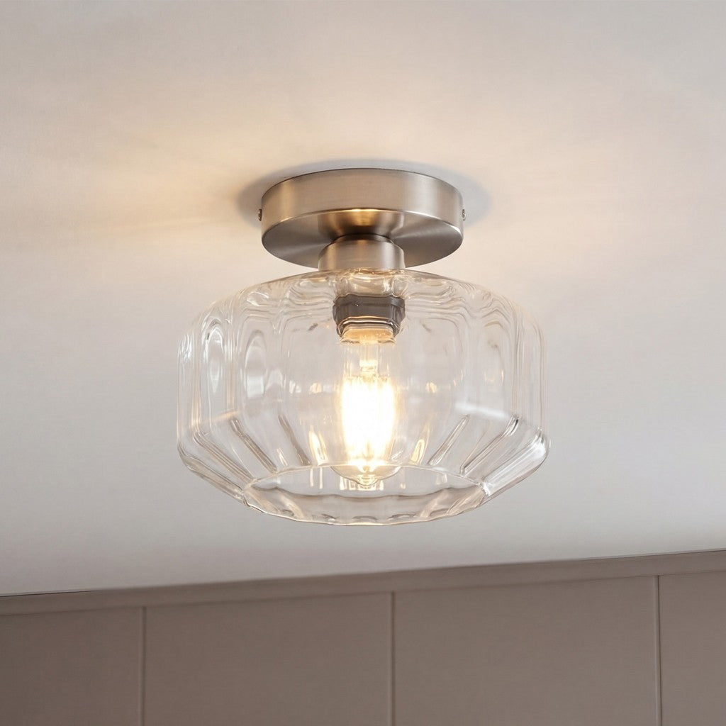 Ozma Stylish Wavy Glass Lantern Flush Mount Ceiling Light