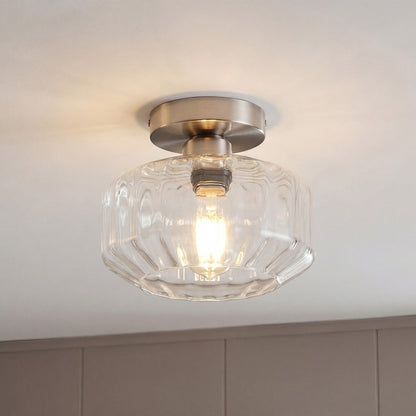 Ozma Stylish Wavy Glass Lantern Flush Mount Ceiling Light