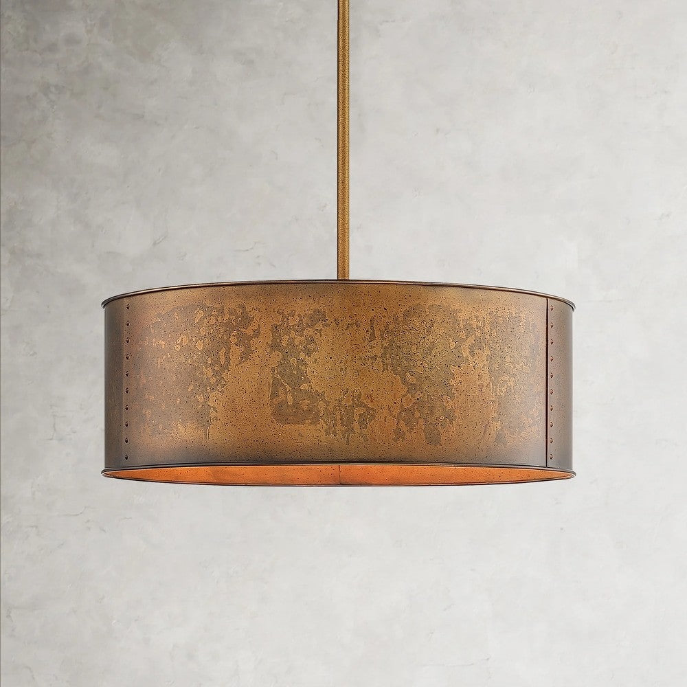 Zanthe 4 Light Vintage Industrial Iron Drum Chandelier