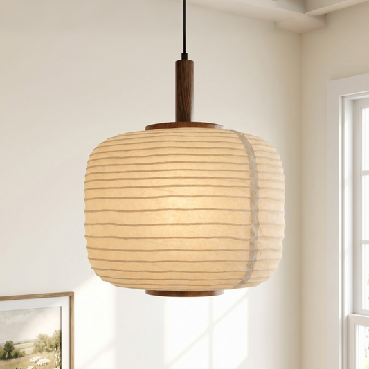 Drath Wabi Sabi Ribbed Paper Lantern Pendant Light