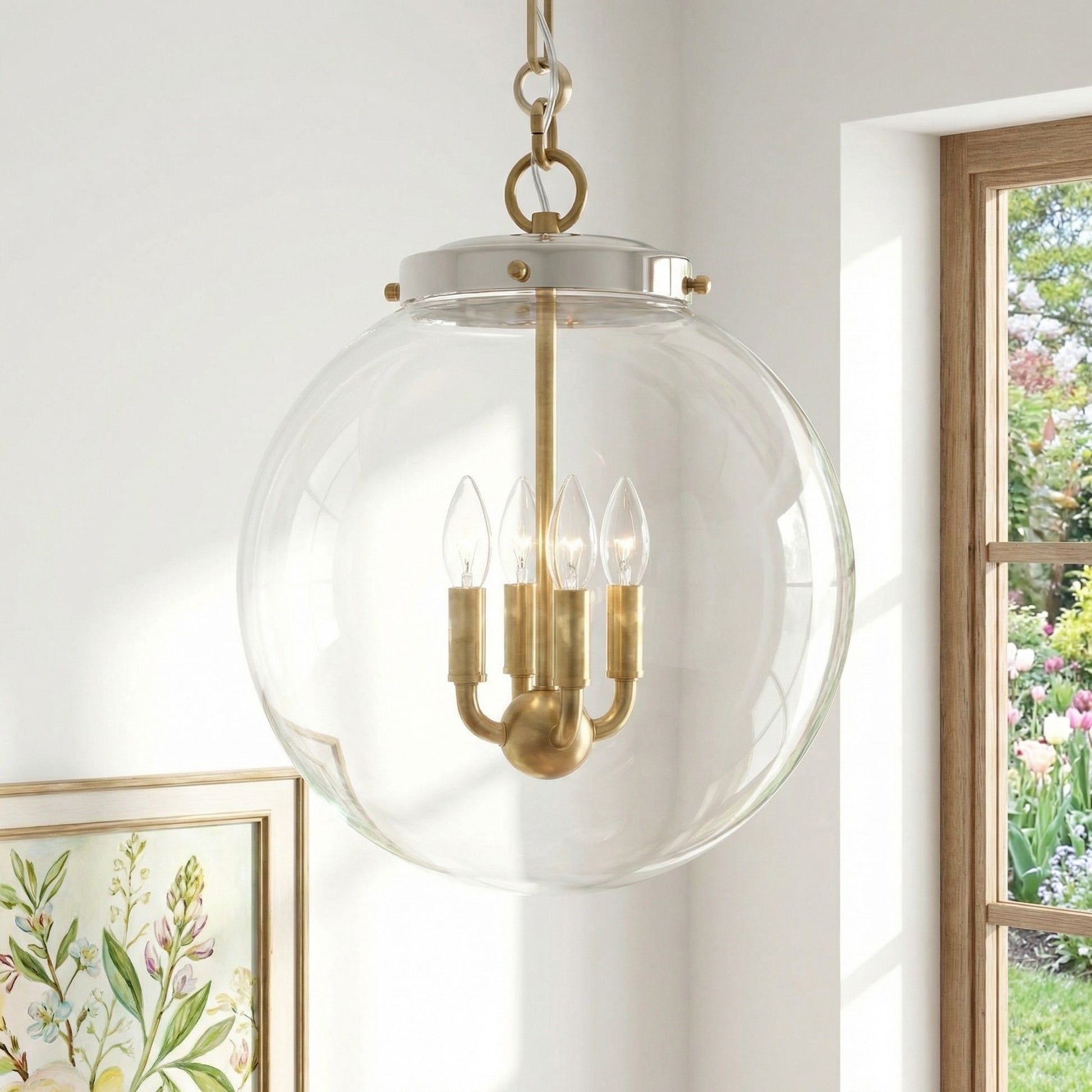 Oona Farmhouse Gold Glass Globe Pendant Light