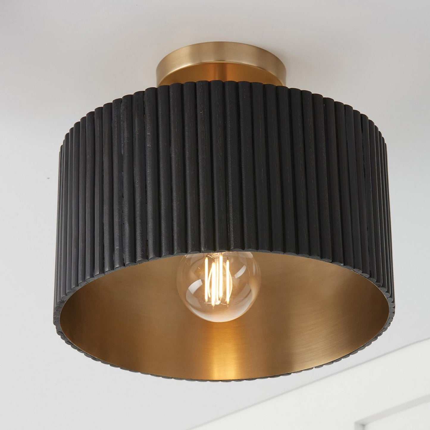 Jovani Farmhous Fluted Resin Drum Ceiling Light
