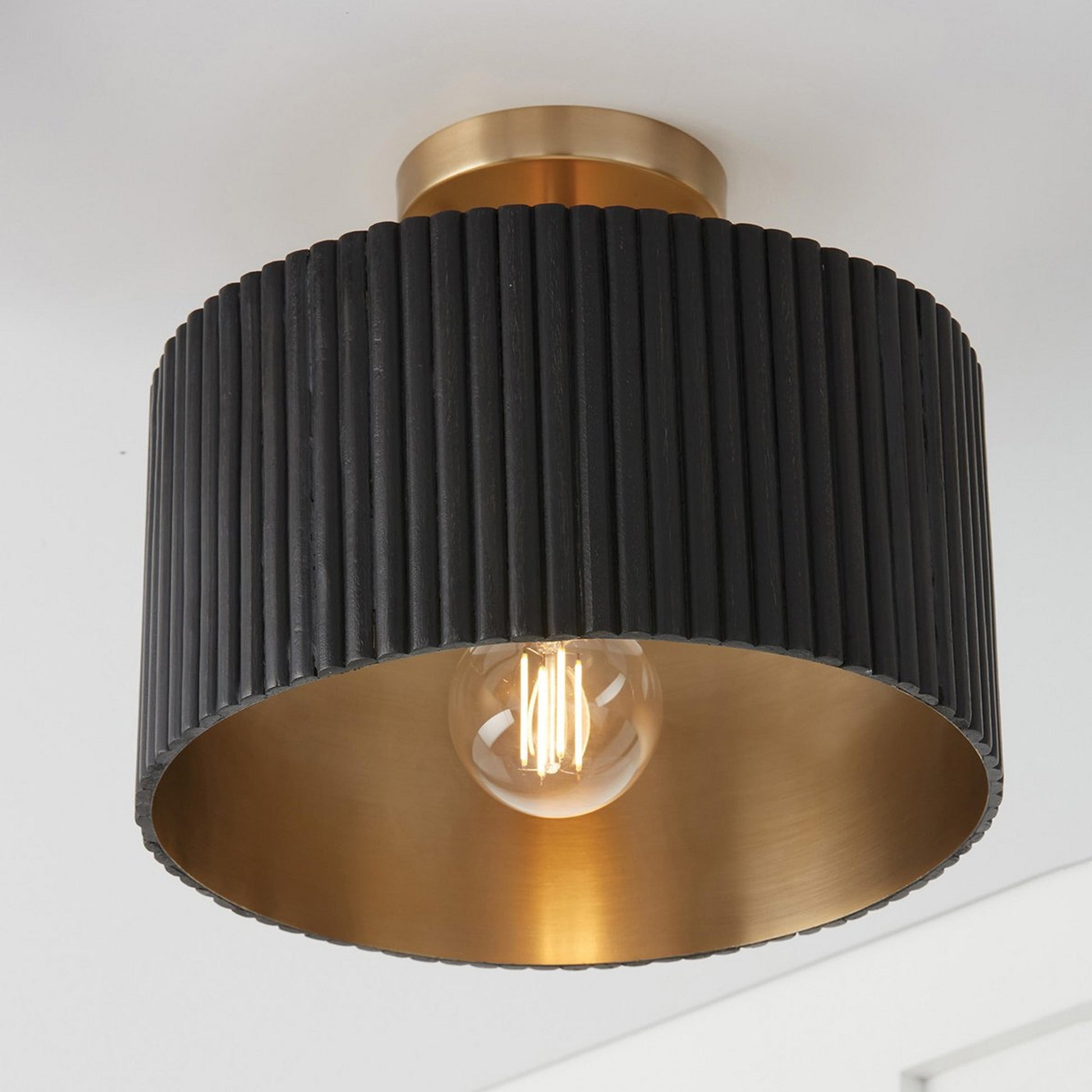 Jovani Farmhous Fluted Resin Drum Ceiling Light