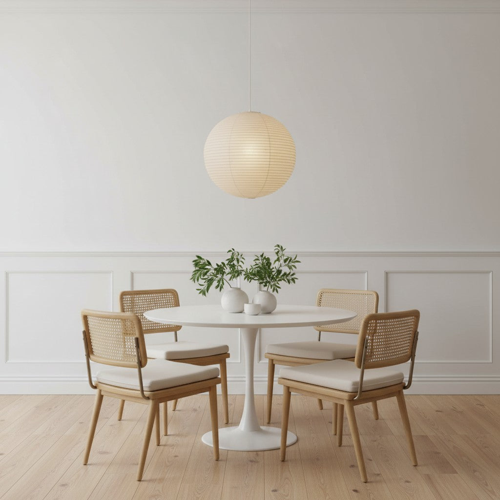 Sorell Minimalist Ribbed Paper Globe Pendant Light