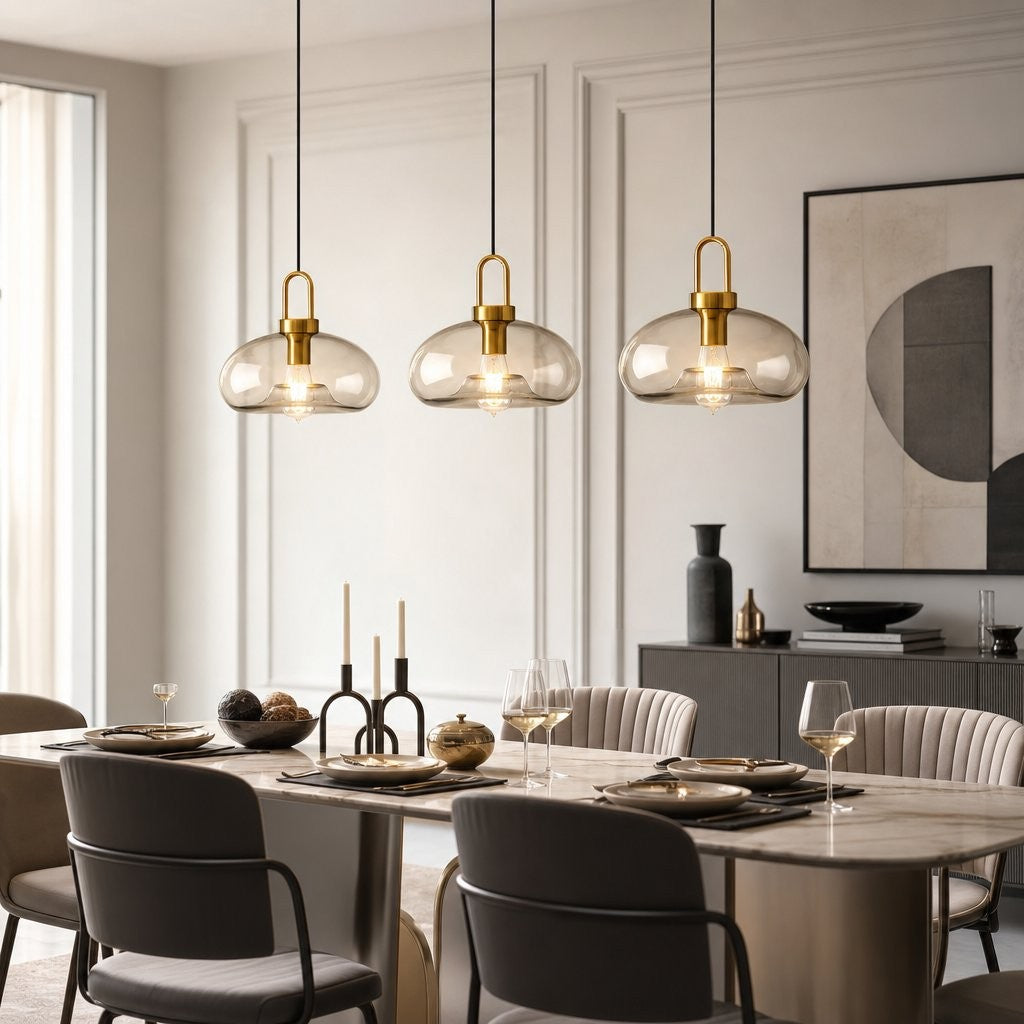 Vylith Brass Cognac Glass Single Hanging Lamp