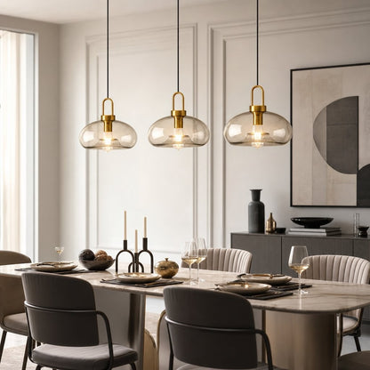 Vylith Brass Cognac Glass Single Hanging Lamp
