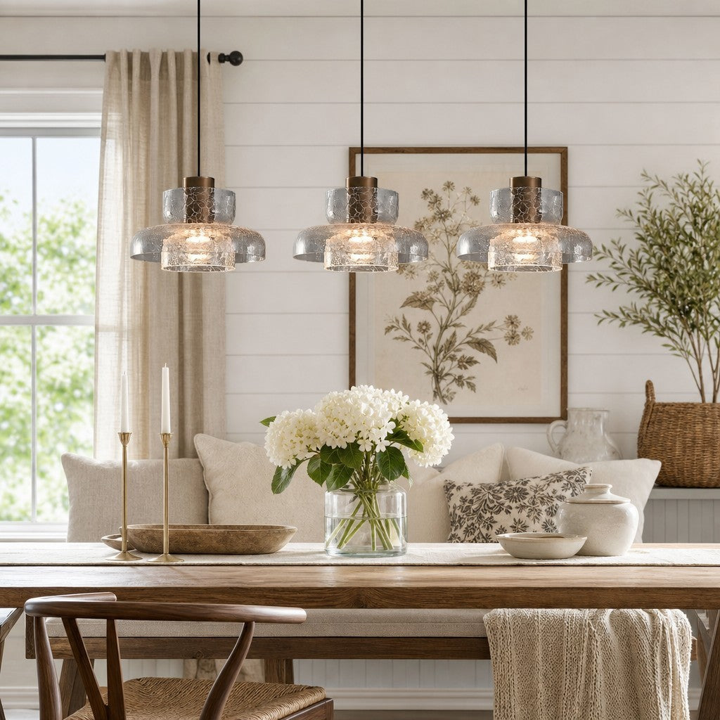 Arloen Modern Crackle Glass Pendant Light