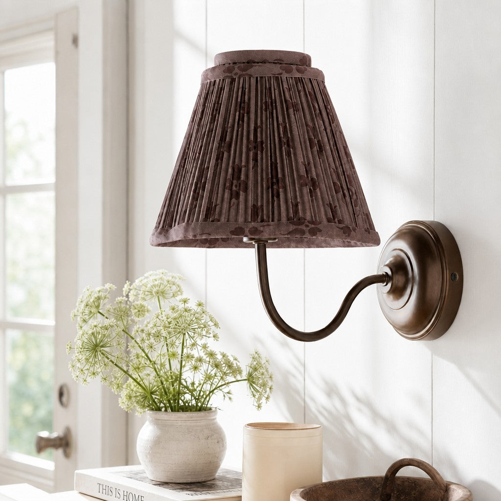 Fenwick Vintage Pleated Pattern Fabric Shade Wall Sconce