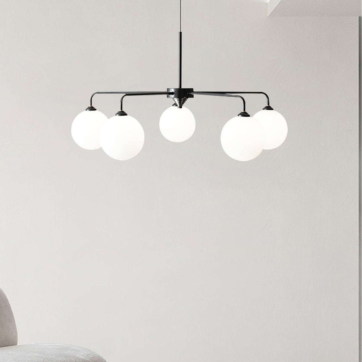 Maytoni Modern 5 Lights White Glass Globe Chandelier