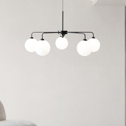 Maytoni Modern 5 Lights White Glass Globe Chandelier