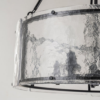 Coriander Farmhouse Water Ripple Glass Drum Chandelier