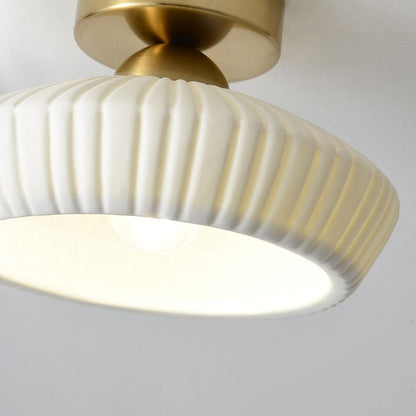 Rethen Light Luxury White Round Textured Ceramic Ceiling Light