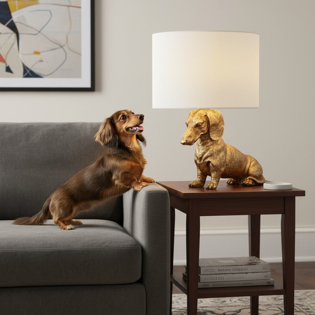 Aurea Unique Animal Table Lamp - Dog Sculptural Accent Lighting for Bedroom & Living Room