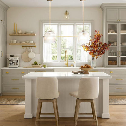 Alain Farmhouse Cooper Ribbed Glass Pendant Light