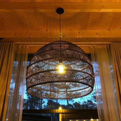 Juno Scandinavian Boho Woven Wicker Rattan Pendant Light