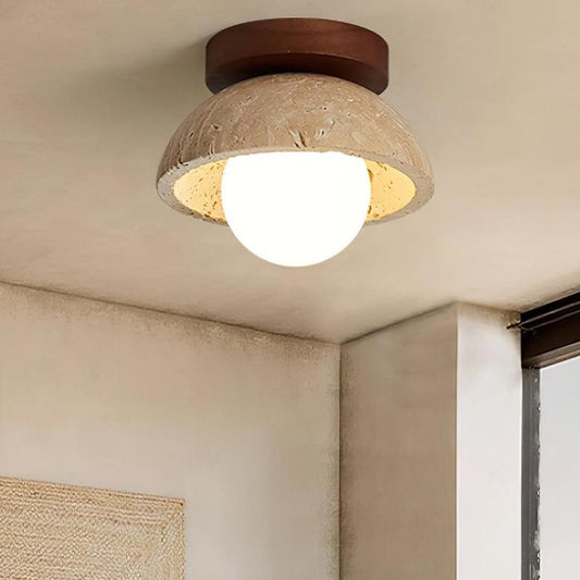 Flynn Wabi-sabi Bowl Shape Travertine Ceiling Light