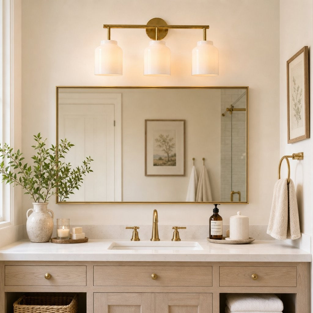 Drilon Modern 3-Light Milk Glass Bathroom Sconce