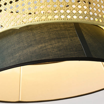 Lyzar Rustic Tiered Rattan Fabric Pendant Light