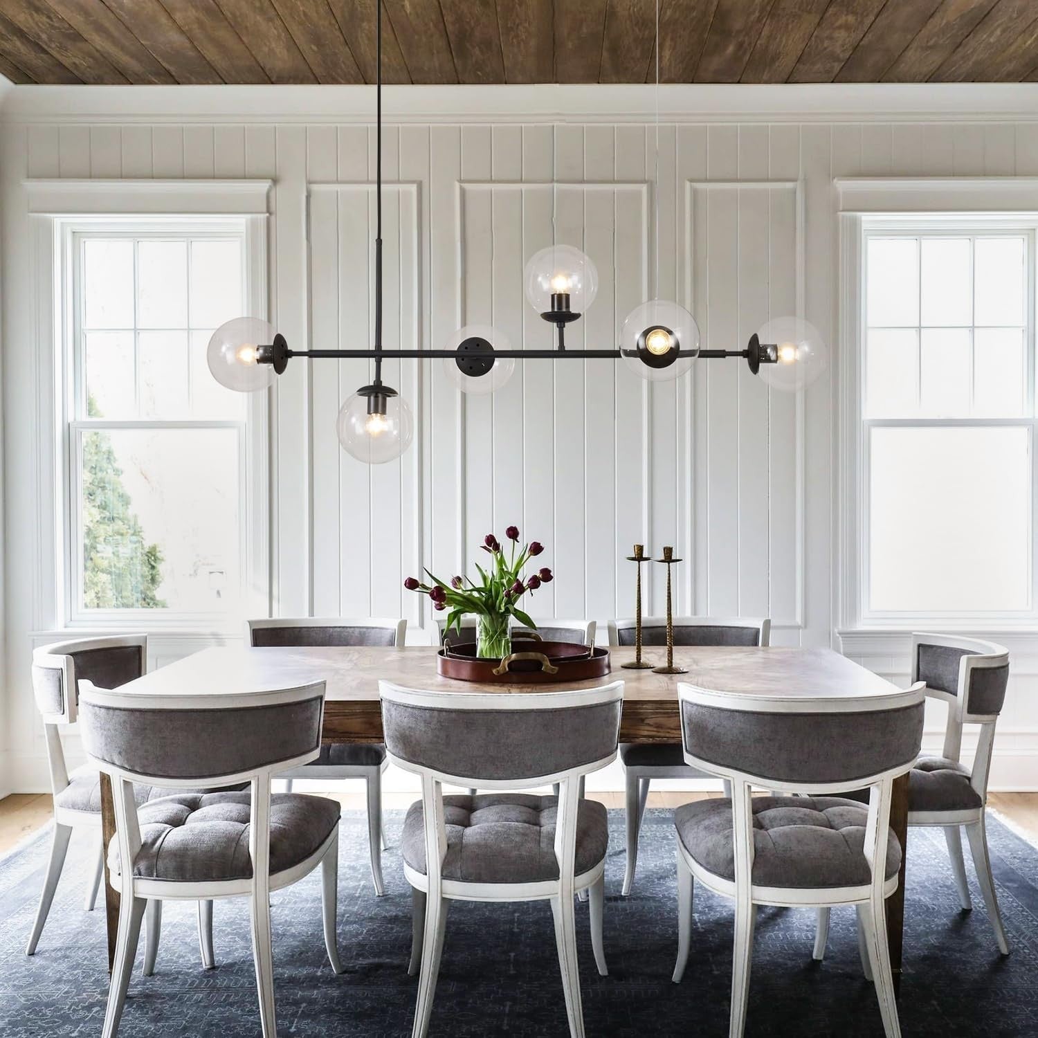 Celestina 6 Light Linear Glass Orb Pendant Light