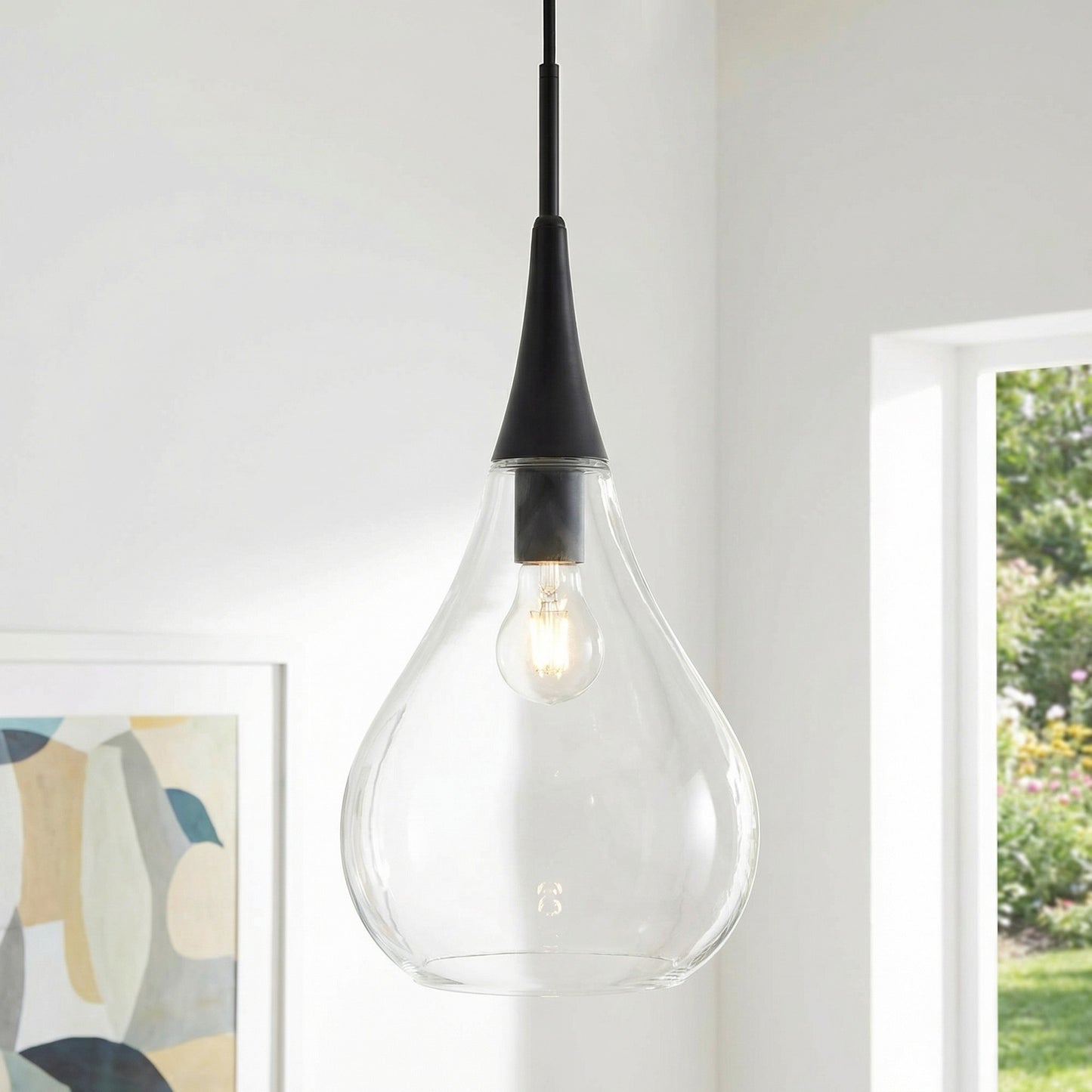 Clarke Minimalist Teardrop Glass Pendant Light