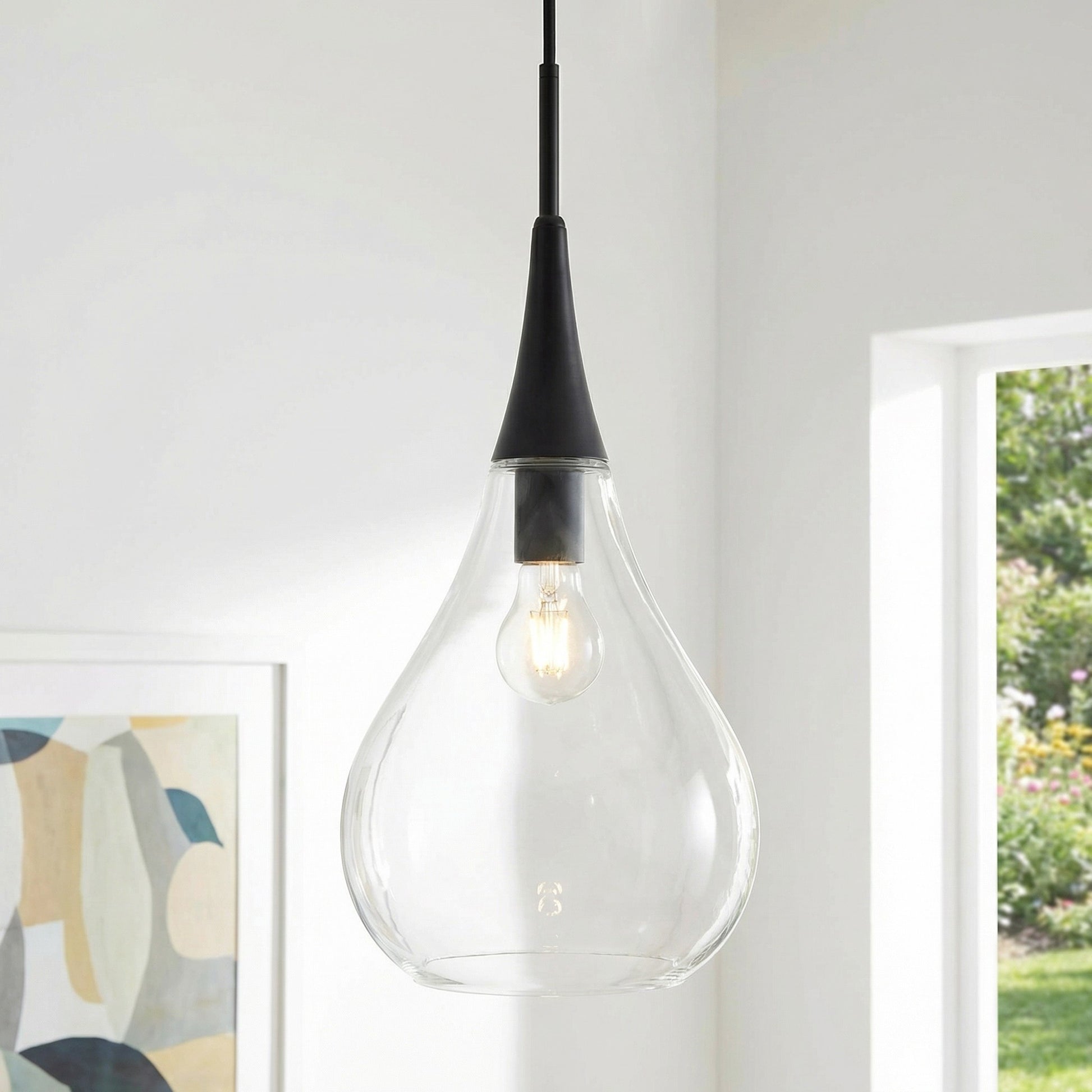 Clarke Minimalist Teardrop Glass Pendant Light